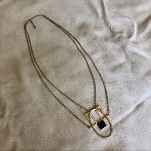 Long Boho / Geometric Necklace - Black / Gold